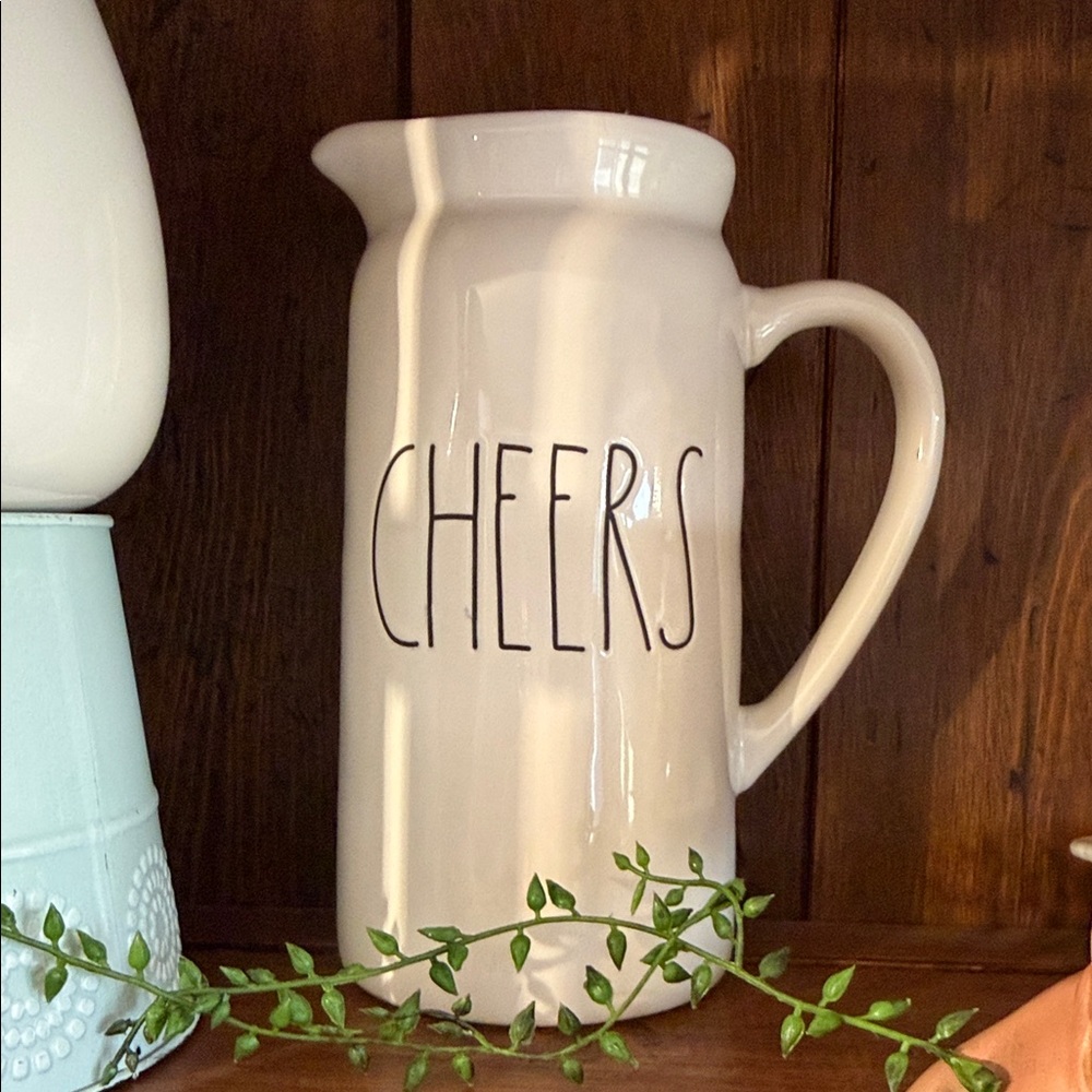 Rae Dunn Cream 'Cheers' Pitcher